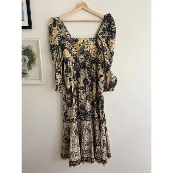 ULLA JOHNSON Natilda Puff Sleeve Midi Dress in Bellflower Size 8 - Picture 5 of 11